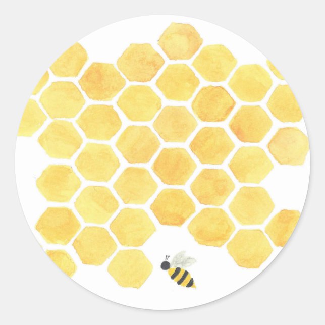 Pegatina amarillo Bee honeycomb (Anverso)