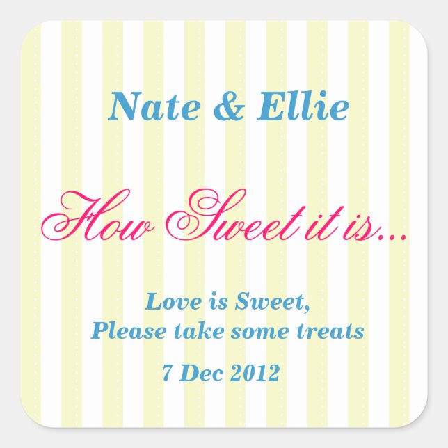 Pegatina amarillo y blanco "Qué dulce es" (Anverso)