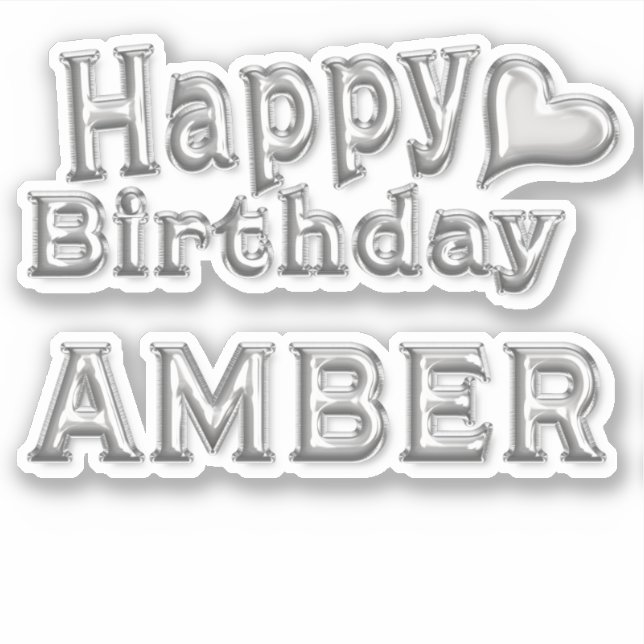 Pegatina Amber Happy Birthday silver Aufkleber Sticker (Anverso)
