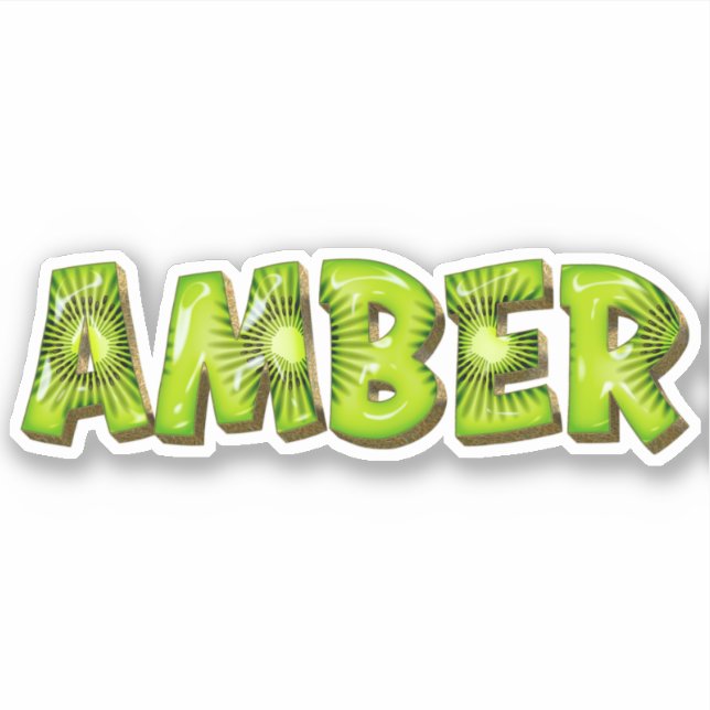 Pegatina Amber Name Kiwi Design Aufkleber Sticker (Anverso)