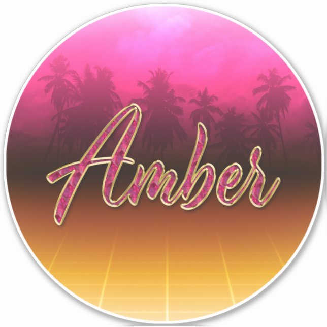 Pegatina Amber Vorname Name golden pink Aufkleber Sticker (Anverso)