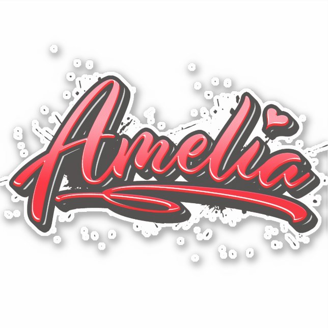 Pegatina Amelia red Heart Graffiti Aufkleber Sticker (Anverso)