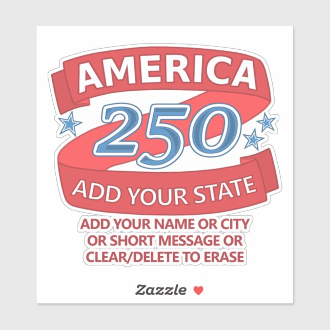 Pegatina America 250 Add State And Text Patriotic Promo (Hoja)