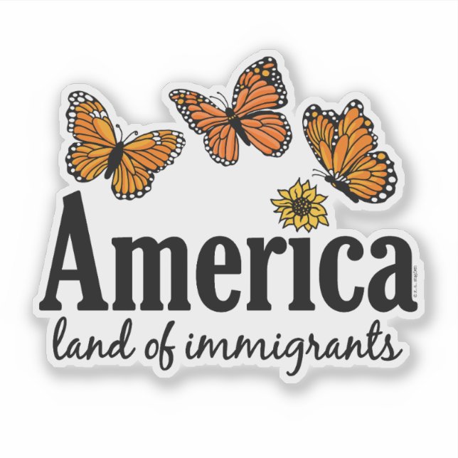 Pegatina America Land Of Immigrants (Anverso)
