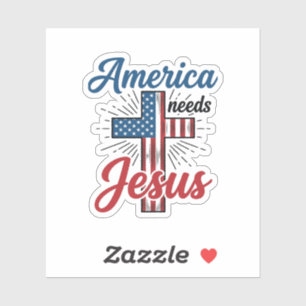 Pegatina América Necesita Jesús Diseño de Camiseta de Cruz 