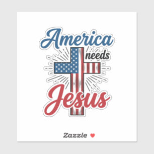 Pegatina América Necesita Jesús Diseño de Camiseta de Cruz 