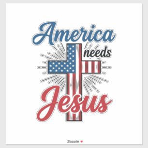 Pegatina América Necesita Jesús Diseño de Camiseta de Cruz