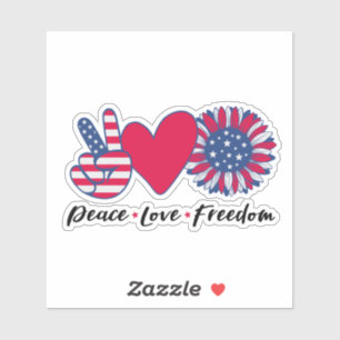Pegatina América. Paz. Amor. Libertad. 