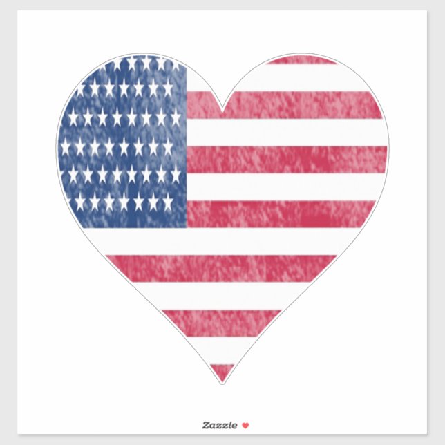 Pegatina American flag in heart (Hoja)