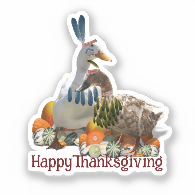 Pegatina American Indian Ducks Thanksgiving  (Anverso)