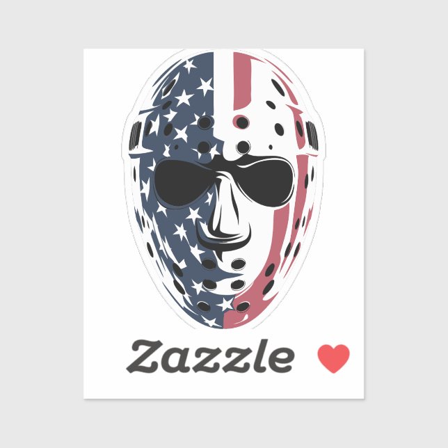 Pegatina American Patriot Skull - Bold USA Flag Hockey (Hoja)