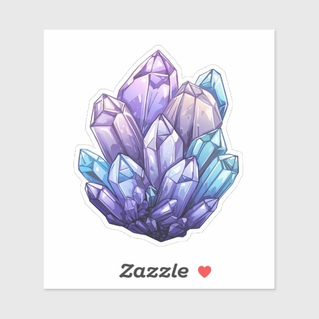 Pegatina Amethyst and Aqua Crystal Cluster Art Sticker (Hoja)