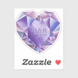 Pegatina Amethyst Watercolor Heart 33° Aniversario Boda