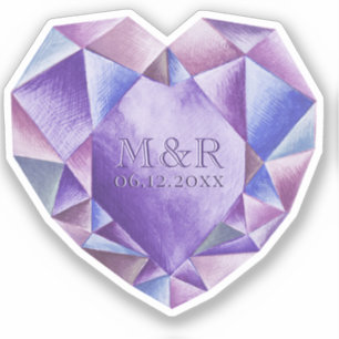 Pegatina Amethyst Watercolor Heart 33° Aniversario Boda