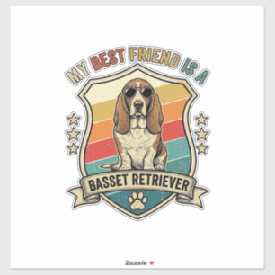 Pegatina Amigo Basset Retriever Perro Gafas de sol Retro Es