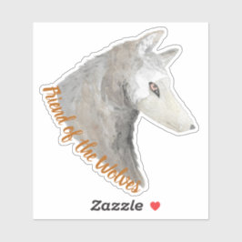 Pegatina Amigo de la acuarela de los lobos