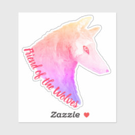 Pegatina Amigo del lobo color rosa de los lobos