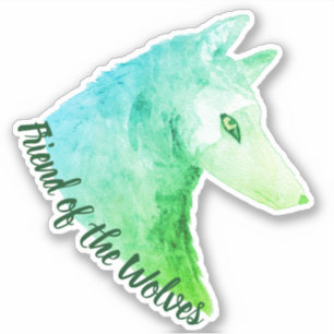 Pegatina Amigo del lobo color verde lobo