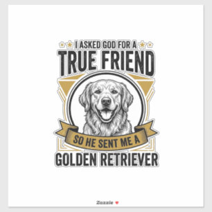 Pegatina Amigo Verdadero Retriever Dorado Diseño Vintage Am