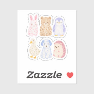 Pegatina Amigos Animales Acuarela Laptop Journal Deco