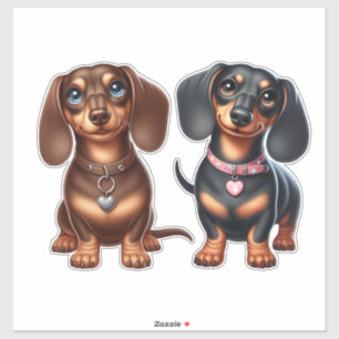 Pegatina Amigos de Cute Dachshund