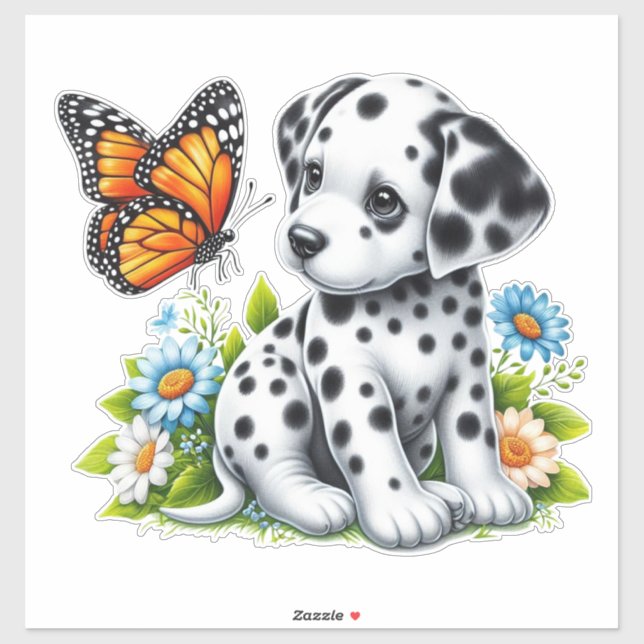 Pegatina Amigos de Cute Dalmatian/Butterfly (Hoja)