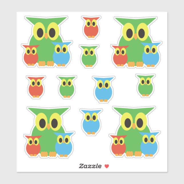 Pegatina Amigos de la familia Owl reuniéndose (Hoja)