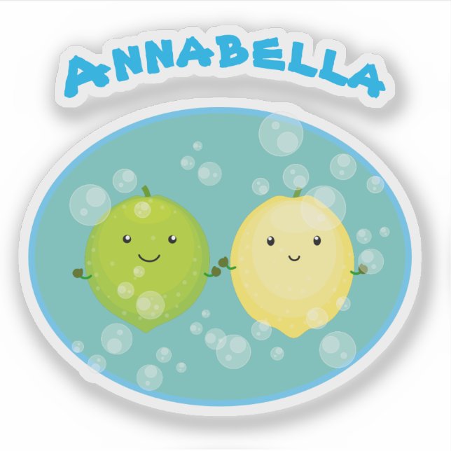 Pegatina Amigos de lima de limón lindo personalizado de fru (Anverso)