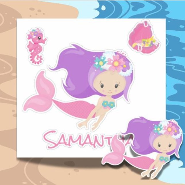 Pegatina Amigos de Mermaid Pink Sea (Brighten your day with the Mermaid Friends Sticker)