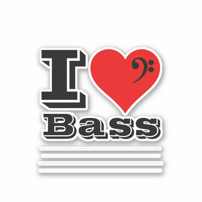 Pegatina Amo a Bass (Anverso)