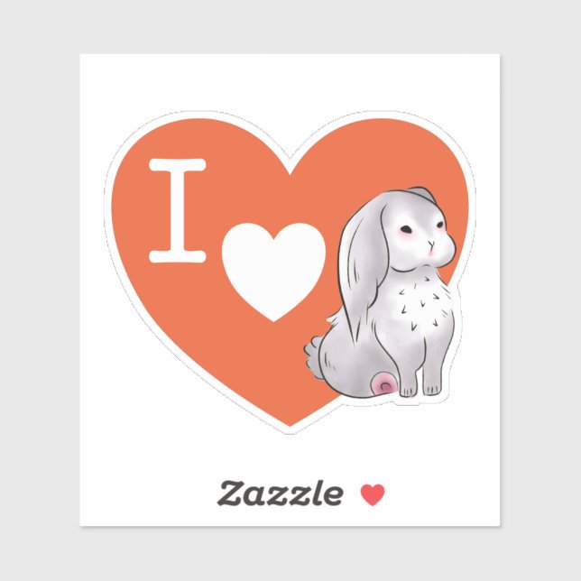 Pegatina Amo a Bunny | Bungalow Vinyl sencillo y grande (Hoja)