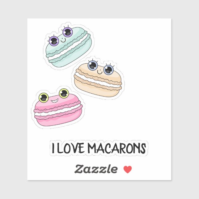 Pegatina Amo a los Macarons (Hoja)