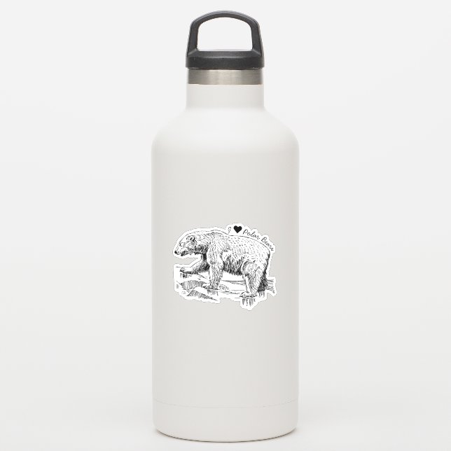 Pegatina Amo a los osos polares (Botella de agua)