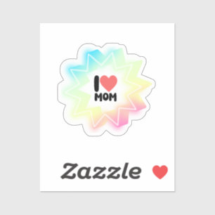 Pegatina Amo a Mamá Estrella de Neón Colorida