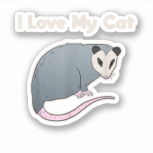 Pegatina Amo a mi gato divertido zarigüeya
