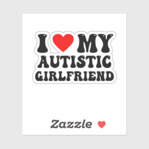 Pegatina Amo a mi novia autista Diseño Retro de Corazón