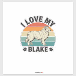 Pegatina Amo a mi perro Blake Diseño de grabado retro_1