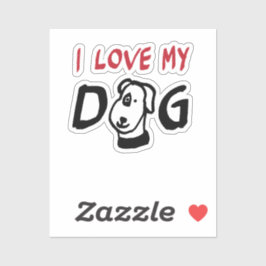 Pegatina Amo a mi perro con ilustracion de perro