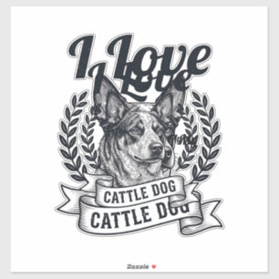 Pegatina Amo a mi perro de ganado Diseño de grabado vintage