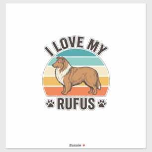 Pegatina Amo a mi Rufus Diseño de perro vintage_1