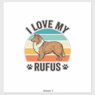 Pegatina Amo a mi Rufus Diseño de perro vintage_1