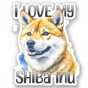 Pegatina Amo a mi Shiba Inu Dueño de perro
