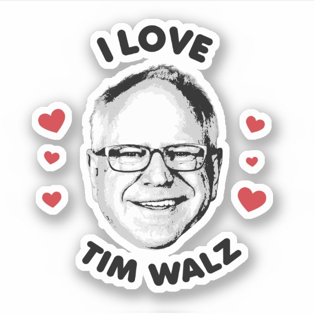 Pegatina Amo a Tim Walz (Anverso)