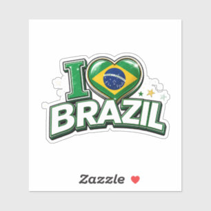 Pegatina Amo Brasil Fan de Fútbol Patriótico Brasileño
