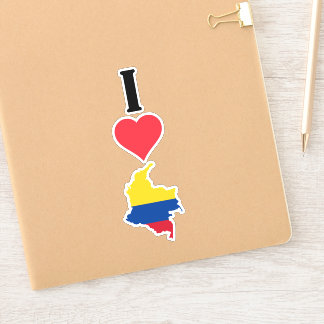 Pegatina Amo Colombia Vertical I Heart Country Flag Map
