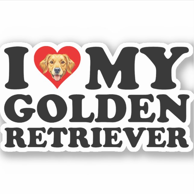 Pegatina Amo (Corazón) a mi Golden Retriever (Anverso)