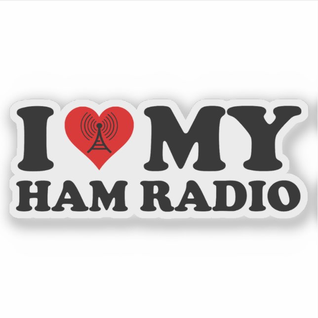 Pegatina Amo (Corazón) Mi Radio Ham (Anverso)
