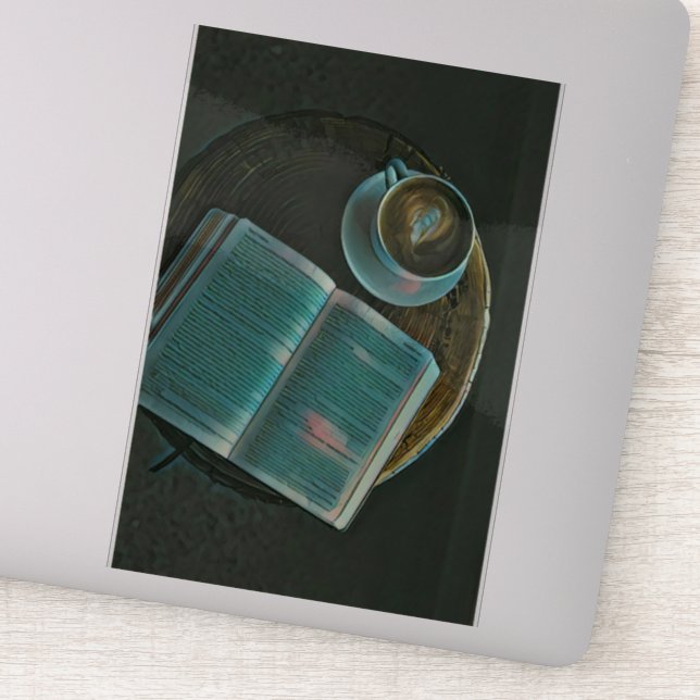 Pegatina Amo el café y los libros (Detalle)