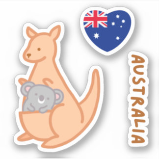 Pegatina Amo el canguro australiano Koala