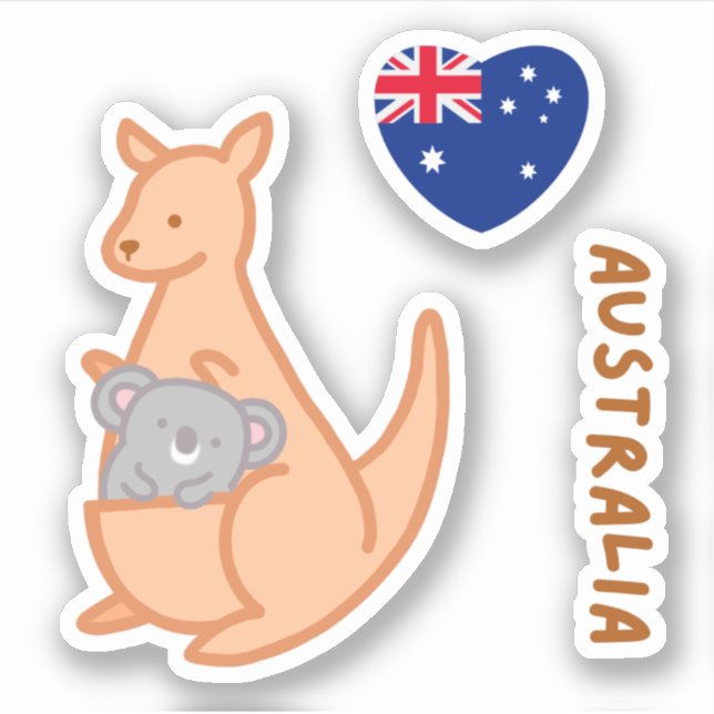 Pegatina Amo el canguro australiano Koala (Anverso)